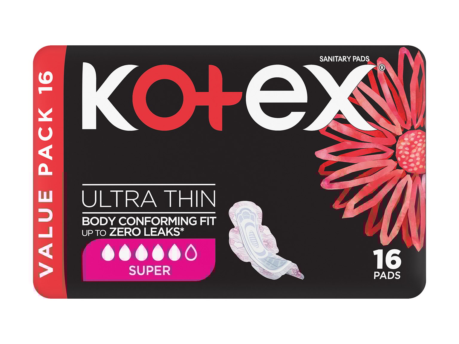 Kotex Ultra Thin Super Pads 16s Value Pack product image
